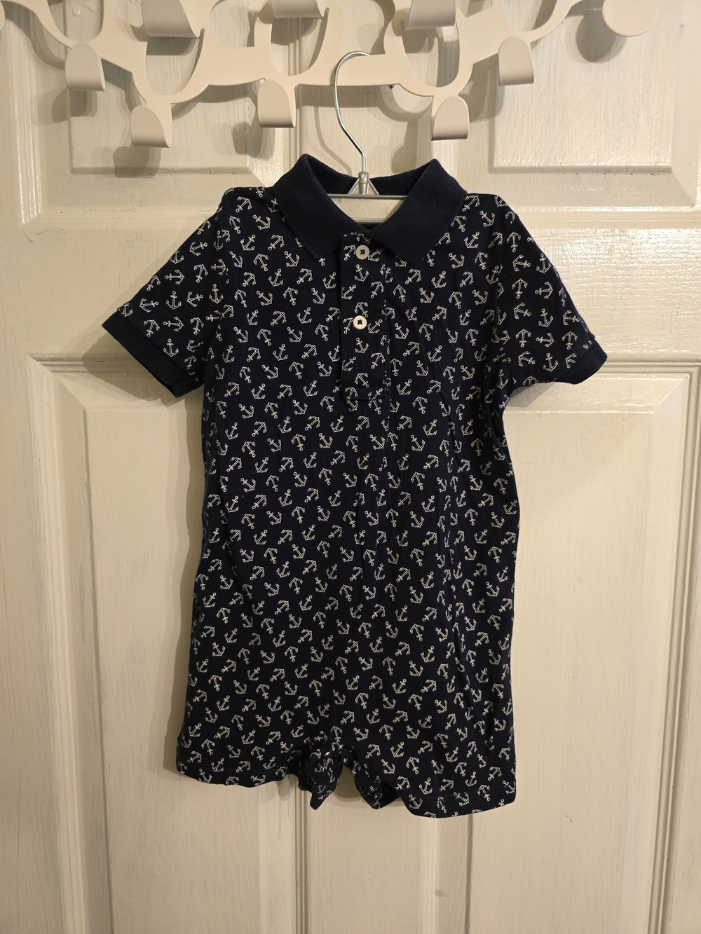 Ralph Lauren Navy and White Anchor Polo Romper